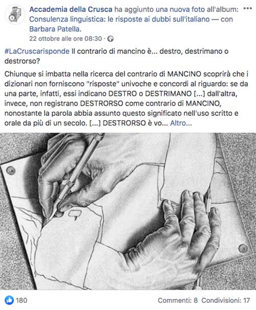 Strategia Facebook dell'Accademia della Crusca