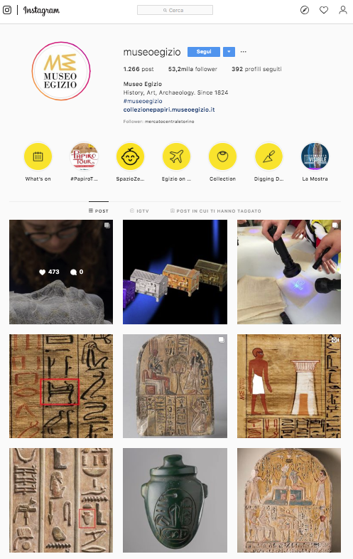 Strategia social per Instagram del Museo Egizio di Torino