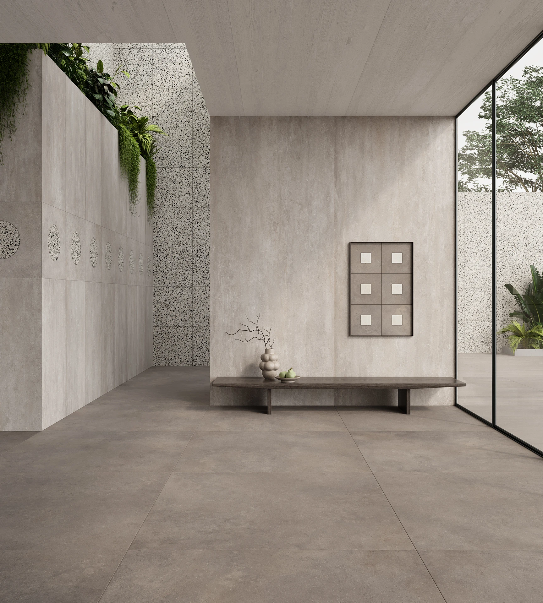Caesar Ceramiche: rendering di una stanza in ceramica